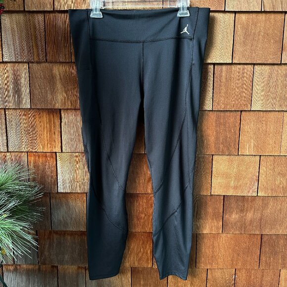 Like New Jordan Bold Black Tight Fit Leggings with Zip Back Pocket - Women's XXL - Picture 1 of 10